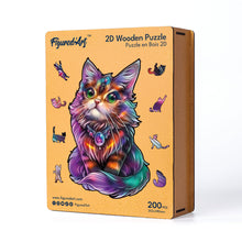 Load image into Gallery viewer, Wooden Puzzle - Colorful Cat with Gem