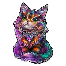 Load image into Gallery viewer, Wooden Puzzle - Colorful Cat with Gem