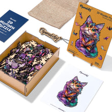Load image into Gallery viewer, Wooden Puzzle - Colorful Cat with Gem