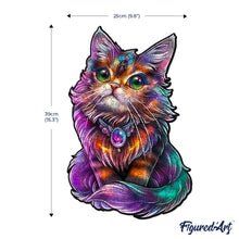 Load image into Gallery viewer, Wooden Puzzle - Colorful Cat with Gem
