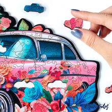 Load image into Gallery viewer, Wooden Puzzle - Vintage Floral Car