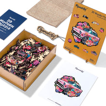Load image into Gallery viewer, Wooden Puzzle - Vintage Floral Car