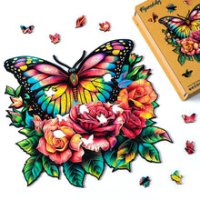Load image into Gallery viewer, Wooden Puzzle - Butterfly and Roses
