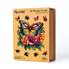 Load image into Gallery viewer, Wooden Puzzle - Butterfly and Roses