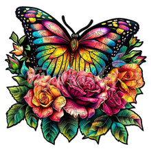 Load image into Gallery viewer, Wooden Puzzle - Butterfly and Roses