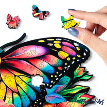 Load image into Gallery viewer, Wooden Puzzle - Butterfly and Roses