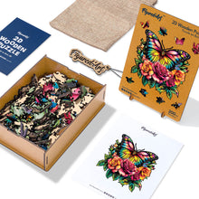 Load image into Gallery viewer, Wooden Puzzle - Butterfly and Roses