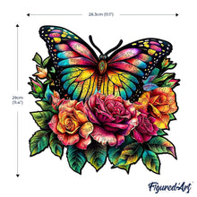 Load image into Gallery viewer, Wooden Puzzle - Butterfly and Roses