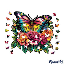 Load image into Gallery viewer, Wooden Puzzle - Butterfly and Roses