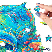 Load image into Gallery viewer, Wooden Puzzle - Dolphins in Coral Reef