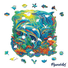 Load image into Gallery viewer, Wooden Puzzle - Dolphins in Coral Reef