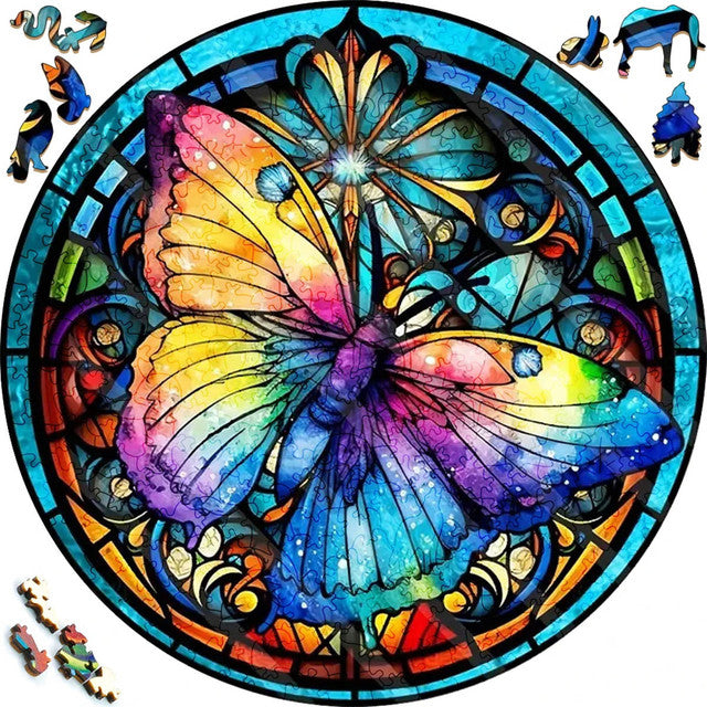 Wooden Puzzle - Colourful Butterfly