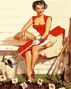 Paint by numbers | Pin-up and gardening | easy women new arrivals pin-up | Figured'Art