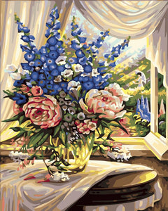 Paint by numbers | Open window and flower bouquet | advanced flowers new arrivals | Figured'Art