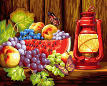 Load image into Gallery viewer, Paint by numbers | Fruits on the table and butterflies | animals advanced kitchen new arrivals butterflies | Figured&#39;Art