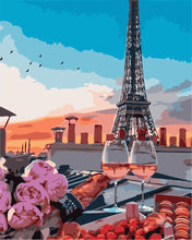 Load image into Gallery viewer, Paint by numbers | The aperitif with the Eiffel Tower&#39;s view | intermediate new arrivals romance cities | Figured&#39;Art