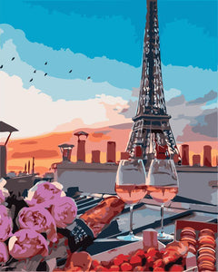 Paint by numbers | The aperitif with the Eiffel Tower's view | intermediate new arrivals romance cities | Figured'Art