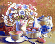 Load image into Gallery viewer, Paint by numbers | Set of tea and flowers | advanced flowers new arrivals | Figured&#39;Art