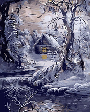 Load image into Gallery viewer, Paint by numbers | House and river in winter | advanced hiver new arrivals landscapes | Figured&#39;Art