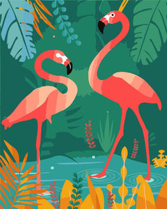 Paint by numbers | Flamingos in the water | animals easy flamingos new arrivals birds | Figured'Art