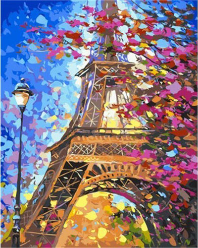 paint by numbers | eiffel tower in spring season | new arrivals cities romance advanced | FiguredArt