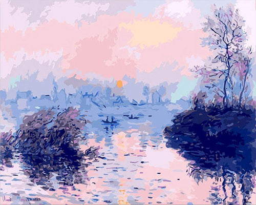 paint by numbers | claude monet sunset on the seine at lavacourt | new arrivals landscapes advanced | FiguredArt