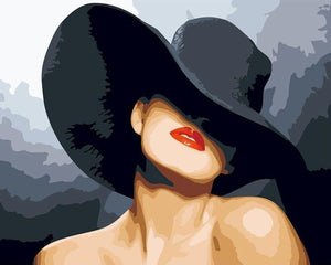 paint by numbers | woman wearing a black hat | new arrivals romance portrait easy | FiguredArt