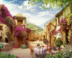 paint by numbers | breakfast in a mediterranean village | new arrivals cities landscapes advanced | FiguredArt