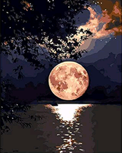 Load image into Gallery viewer, paint by numbers | moon reflection on the lake | new arrivals landscapes easy | FiguredArt