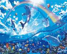 Load image into Gallery viewer, Paint by Numbers - Dolphins and Fishes
