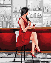 Load image into Gallery viewer, Paint by Numbers - Woman in Red with Wine Glass