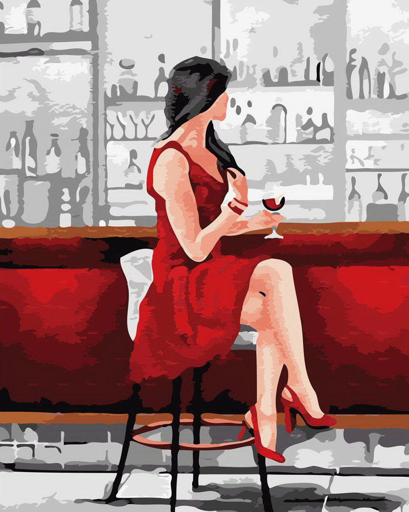 Paint by Numbers - Woman in Red with Wine Glass