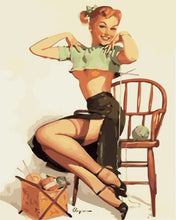 Load image into Gallery viewer, Paint by Numbers - Vintage Pin-up with Yarns