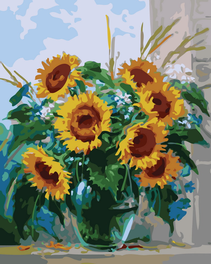 Paint by Numbers - Transparent vase and sunflowers