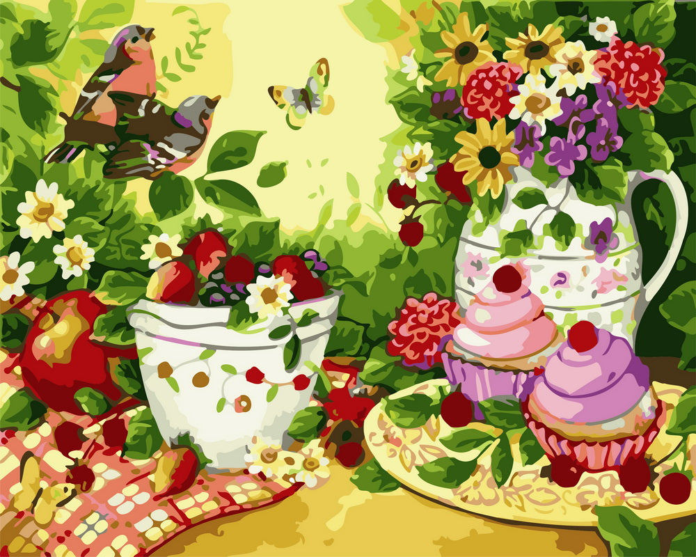 Paint by Numbers - Flowers, fruits, and birds