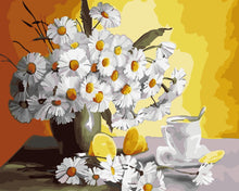 Load image into Gallery viewer, Paint by Numbers - Vase of daisies and tea cup