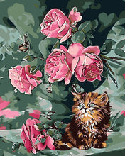 Load image into Gallery viewer, Paint by Numbers - Bouquet of roses and cat