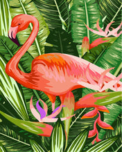 Load image into Gallery viewer, Paint by Numbers - Pink Flamingo Amidst Leaves