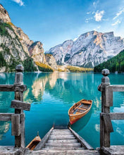 Load image into Gallery viewer, Stamped Cross Stitch Kit - Boat on the Mountain Lake