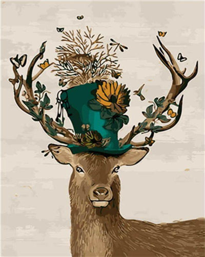 Paint by numbers | Deer and its hat | animals easy deer | Figured'Art