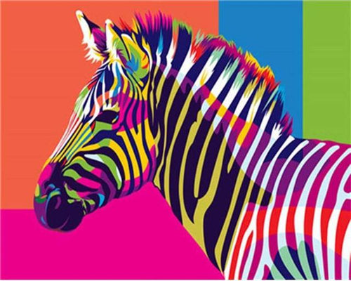 Paint by numbers | Pop Art Zebra | animals easy Pop Art zebras | Figured'Art