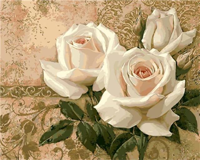 Paint by numbers | Three white flowers | flowers intermediate | Figured'Art
