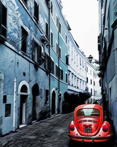Paint by numbers | The Red car | intermediate cities cars and motos | Figured'Art