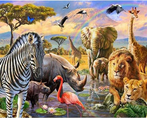 Paint by numbers | Animals from Africa | animals advanced lions rhinos zebras elephants | Figured'Art