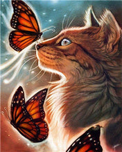 Load image into Gallery viewer, Paint by numbers | Cat and Butterflies | animals cats advanced butterflies | Figured&#39;Art