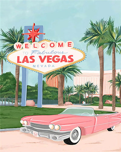 Paint by Numbers - Travel Poster Welcome to Las Vegas