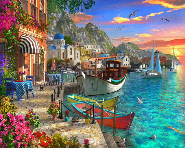 Paint by numbers | Flowery Harbor | ships and boats intermediate new arrivals landscapes cities | Figured'Art