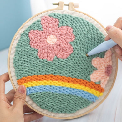 Punch Needle Kit - Flowers over a Rainbow