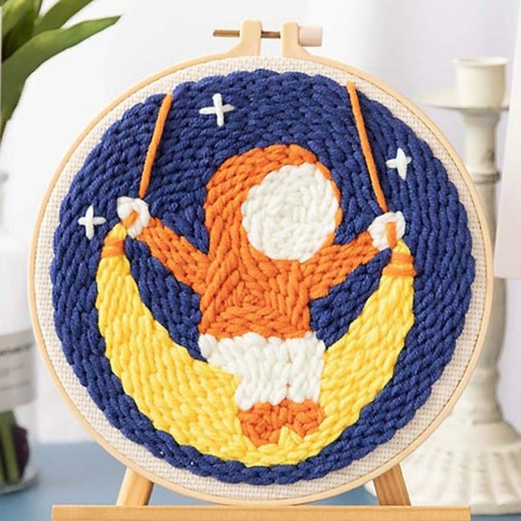Punch Needle Kit - Swinging on a Crescent Moon