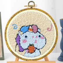 Load image into Gallery viewer, Punch Needle Kit - Little Unicorn with an Orange